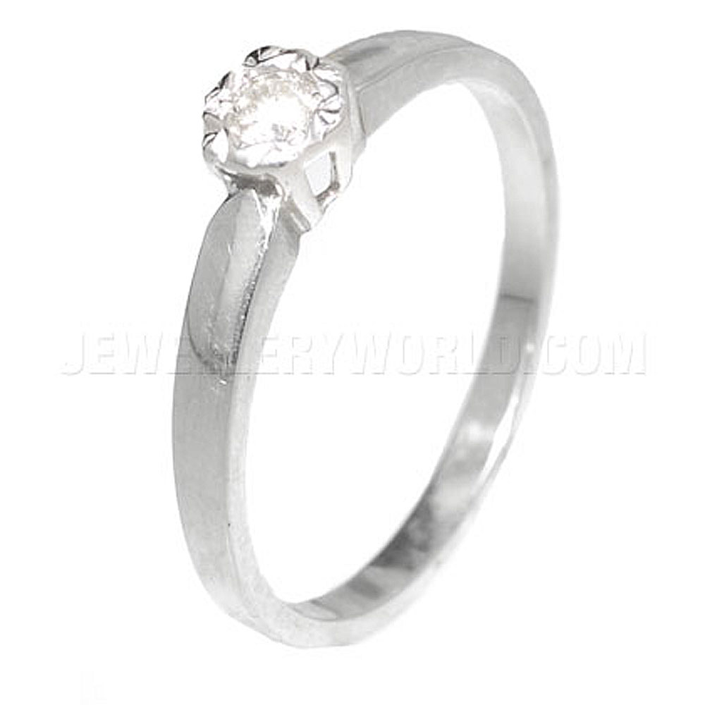 0.10ct Diamond 9ct White Gold Grain Rosette Engagement Ring - Jewellery World Online