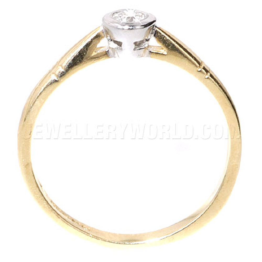 0.10ct Diamond Solitaire 9ct Gold Rubover Engagement Ring - Jewellery World Online