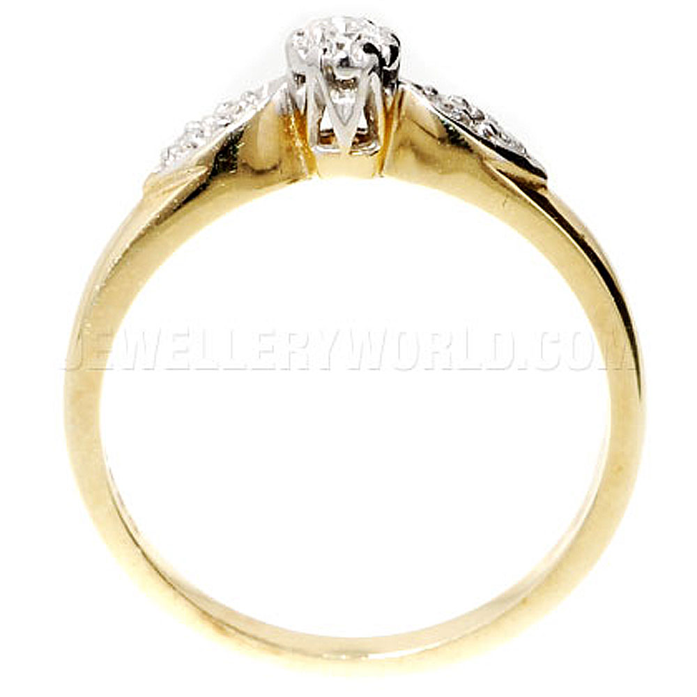 0.15ct Diamond 9ct Gold Engagement Ring with Curved Lozenge Shoulders - Jewellery World Online