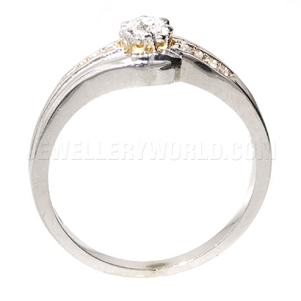 0.20ct Diamond 18ct White Gold Surrounded Solitaire with Slim Shoulders - Jewellery World Online