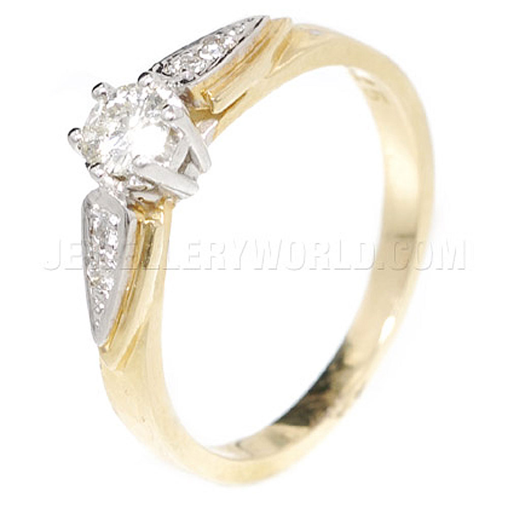 0.25ct Diamond 9ct Gold Engagement Ring with Raised Shoulders - Jewellery World Online