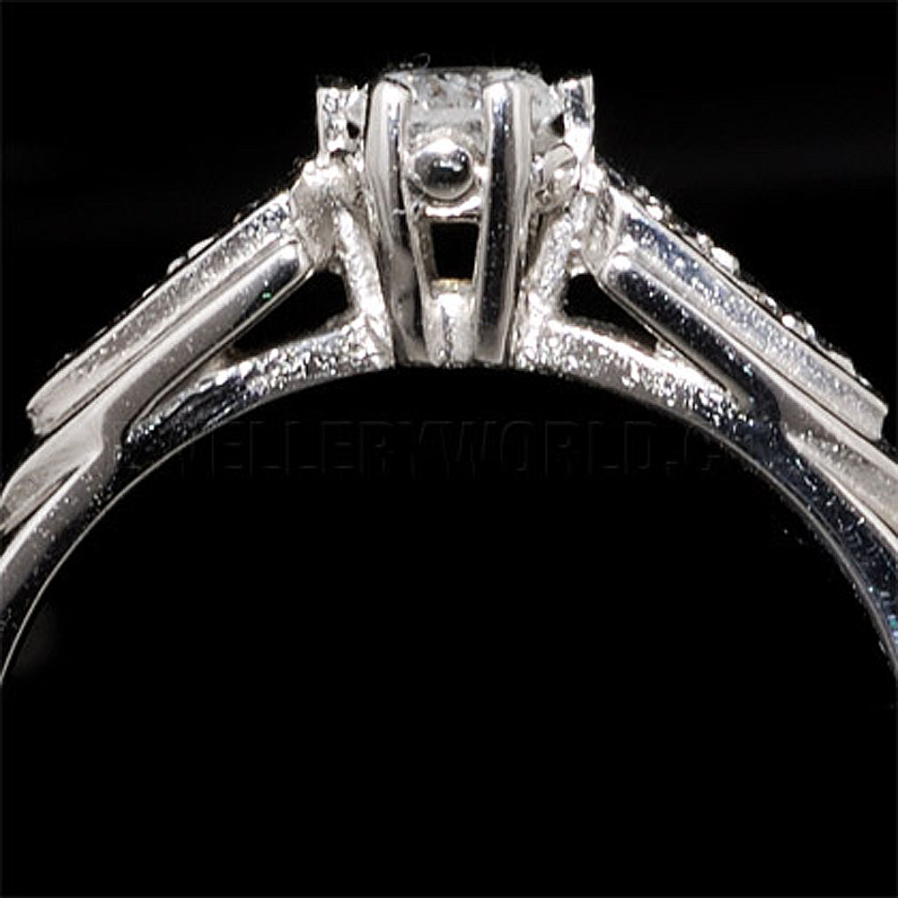 0.25ct Diamond 18ct White Gold Engagement Ring with Raised Shoulders - Jewellery World Online