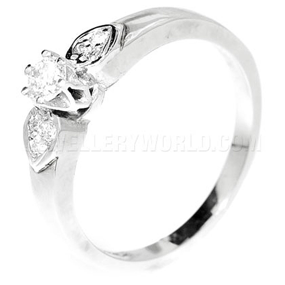 0.25ct Diamond 9ct White Gold Solitaire with 3 Stone Shoulders - Jewellery World Online