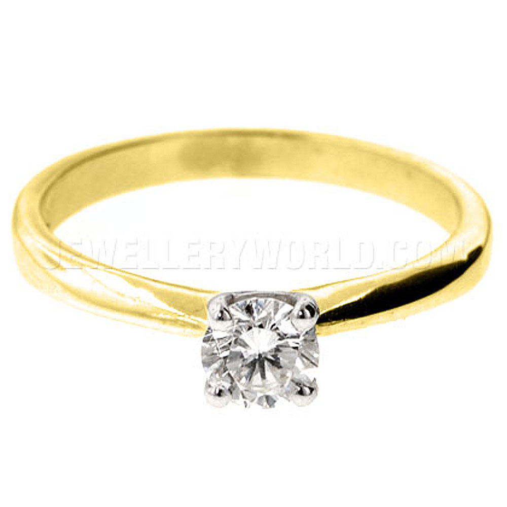 0.33ct Diamond 18ct Gold 4 Claw Engagement Ring - Jewellery World Online