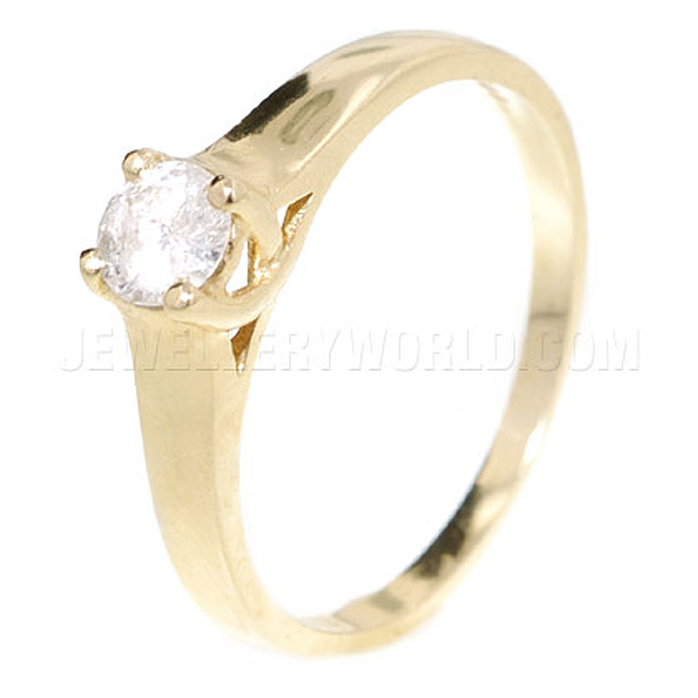 0.33ct Diamond 9ct Gold 4 Claw Smooth Solitaire Ring - Jewellery World Online