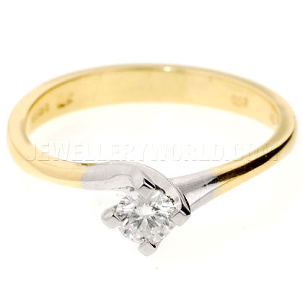 0.33ct Diamond 18ct Gold 4 Claw Twist Engagement Ring - Jewellery World Online