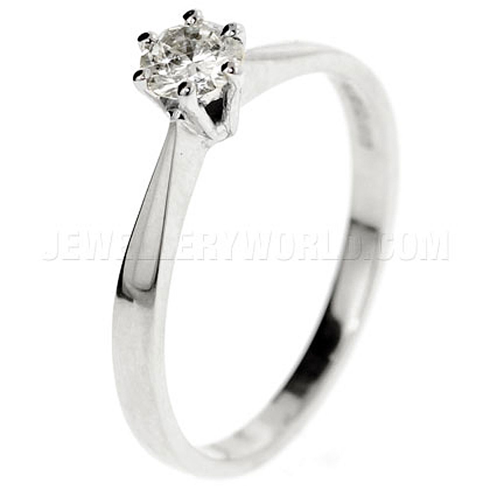 0.33ct Diamond Platinum 6 Claw Solitaire Ring - Jewellery World Online