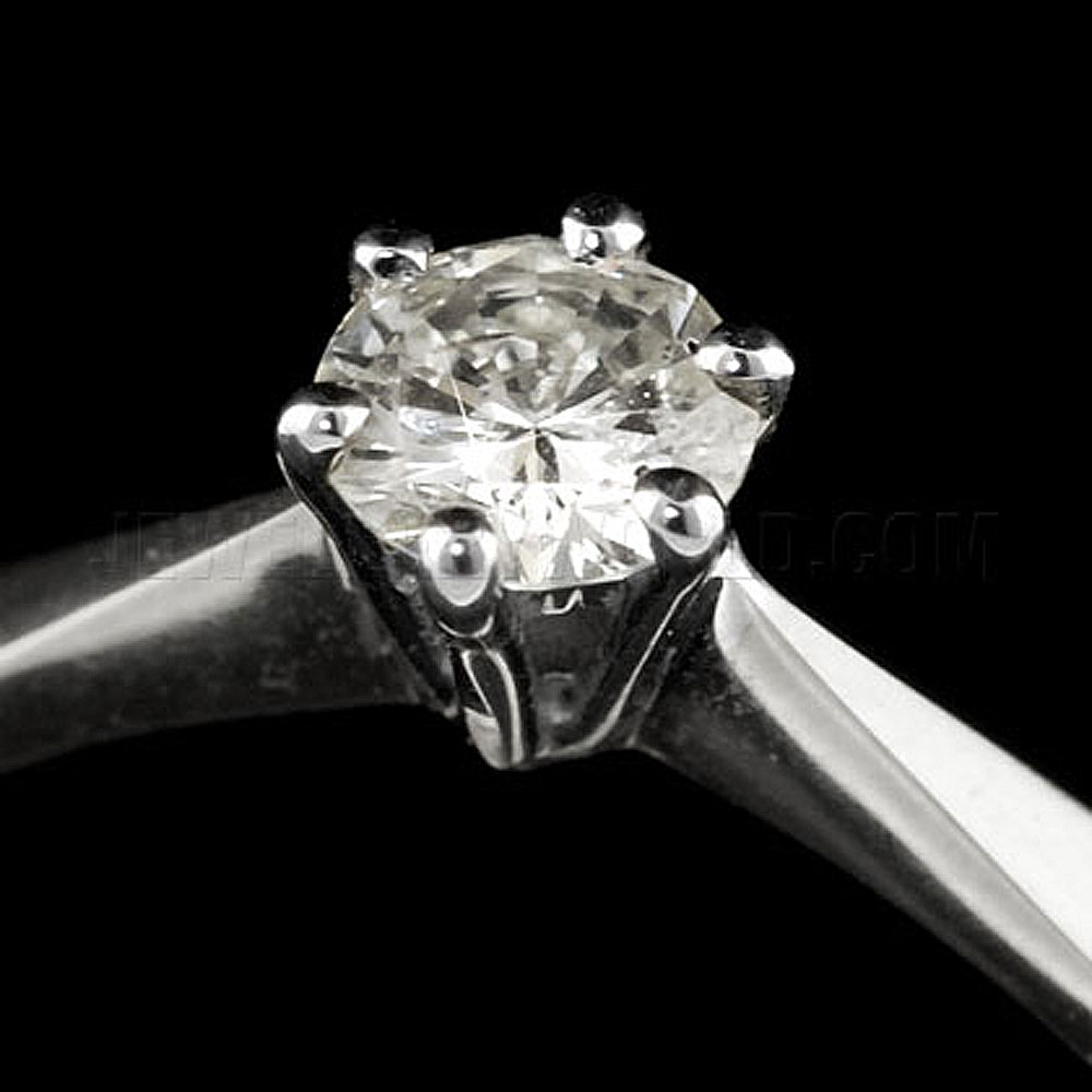 0.33ct Diamond 18ct White Gold 6 Claw Solitaire Ring - Jewellery World Online