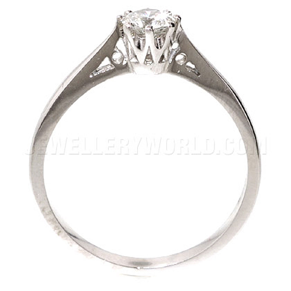 0.40ct Diamond 18ct White Gold 8 Claw Engagement Ring - Jewellery World Online