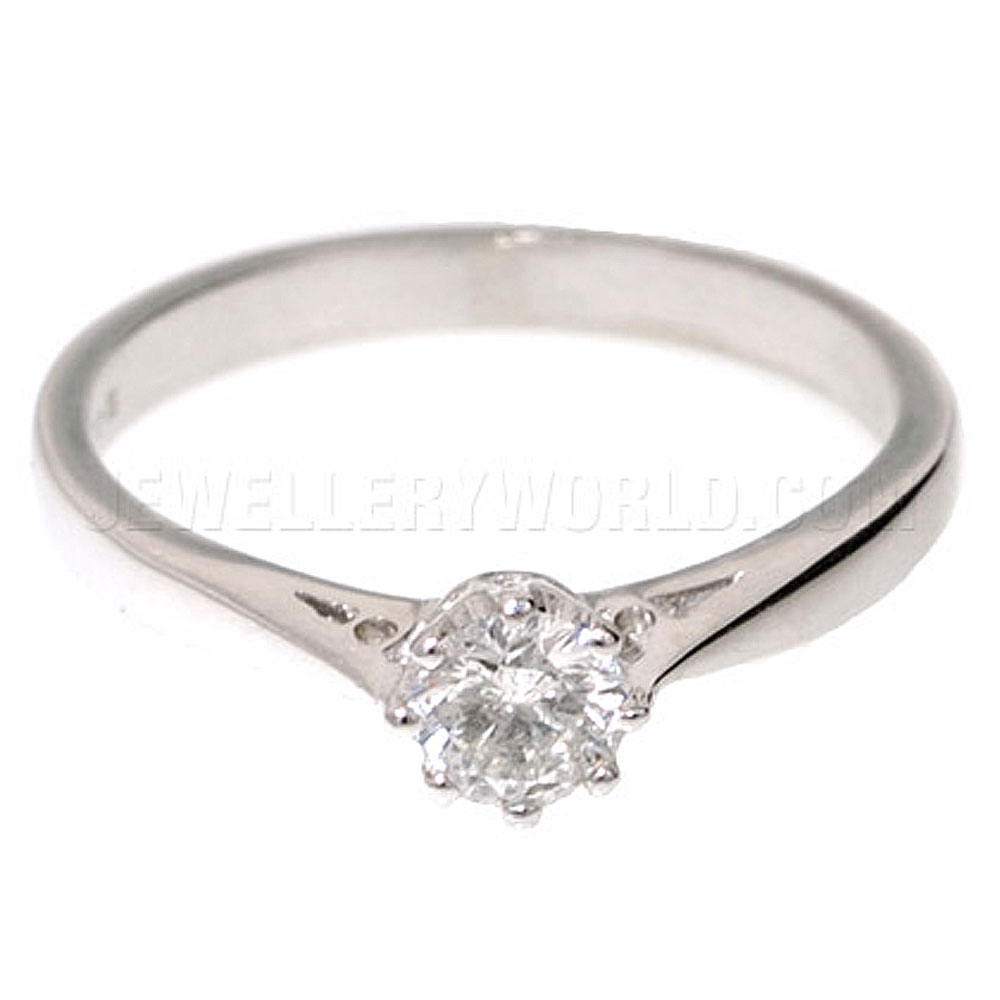 0.40ct Diamond 9ct White Gold 8 Claw Engagement Ring - Jewellery World Online