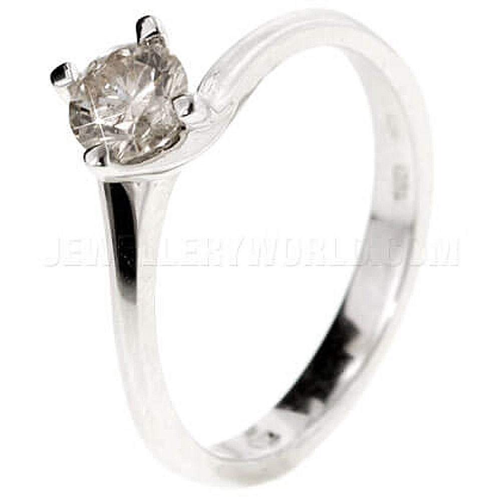 0.50ct Diamond 18ct White Gold 4 Claw Twist Engagement Ring - Jewellery World Online