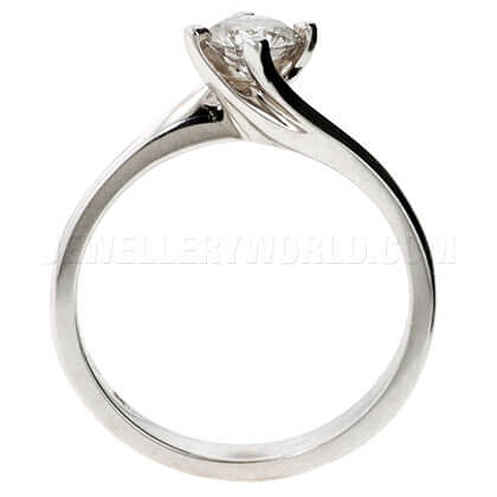 0.50ct Diamond 18ct White Gold 4 Claw Twist Engagement Ring - Jewellery World Online