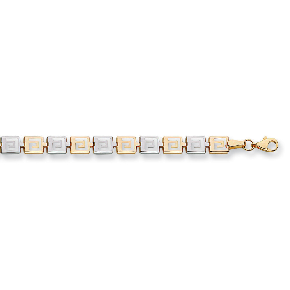 9ct 2 Coloured 7mm Fancy Square Pattern Bracelet - Jewellery World Online