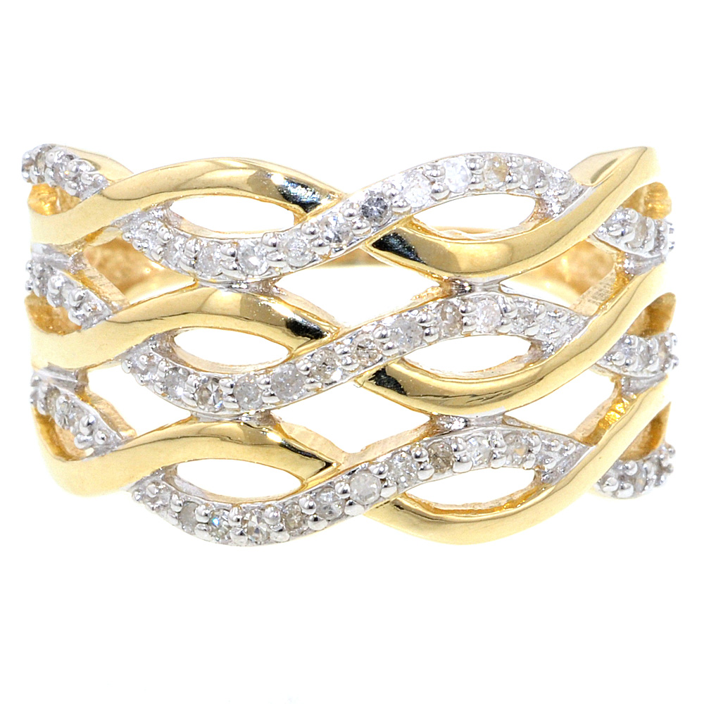 9ct Gold & Diamond Interwoven Ring - Jewellery World Online