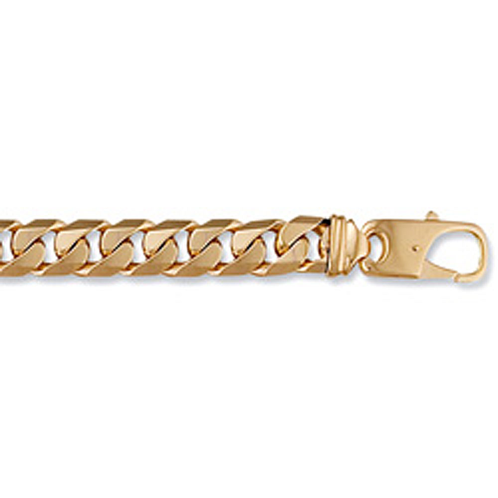 9ct Yellow Gold 11mm Tight Link Curb Gents Bracelet - Jewellery World Online