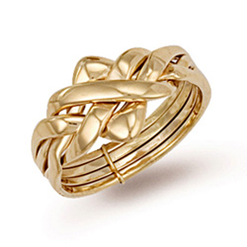 9ct Yellow Gold 19mm 4 Piece Puzzle Ring - Jewellery World Online