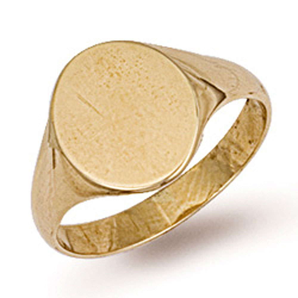 9ct Yellow Gold 13mm Oval Signet Ring - Jewellery World Online