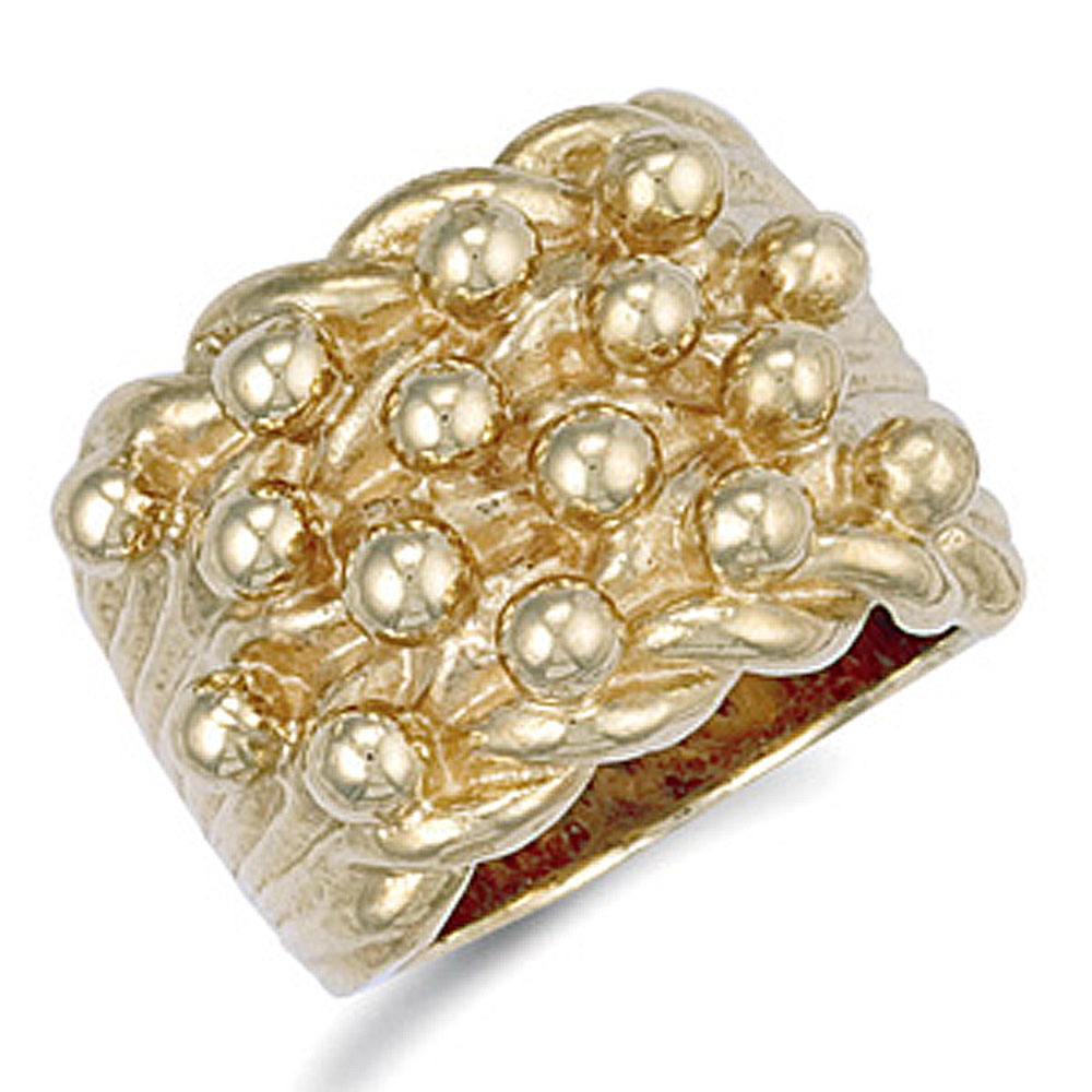 9ct Yellow Gold 21mm Woven Back 5 Row Keeper Ring - Jewellery World Online