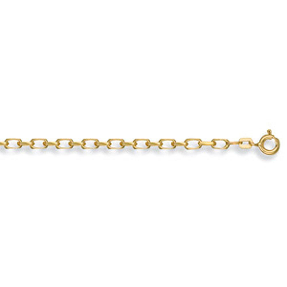 9ct Yellow Gold 3mm Diamond Cut Belcher Chain - Jewellery World Online