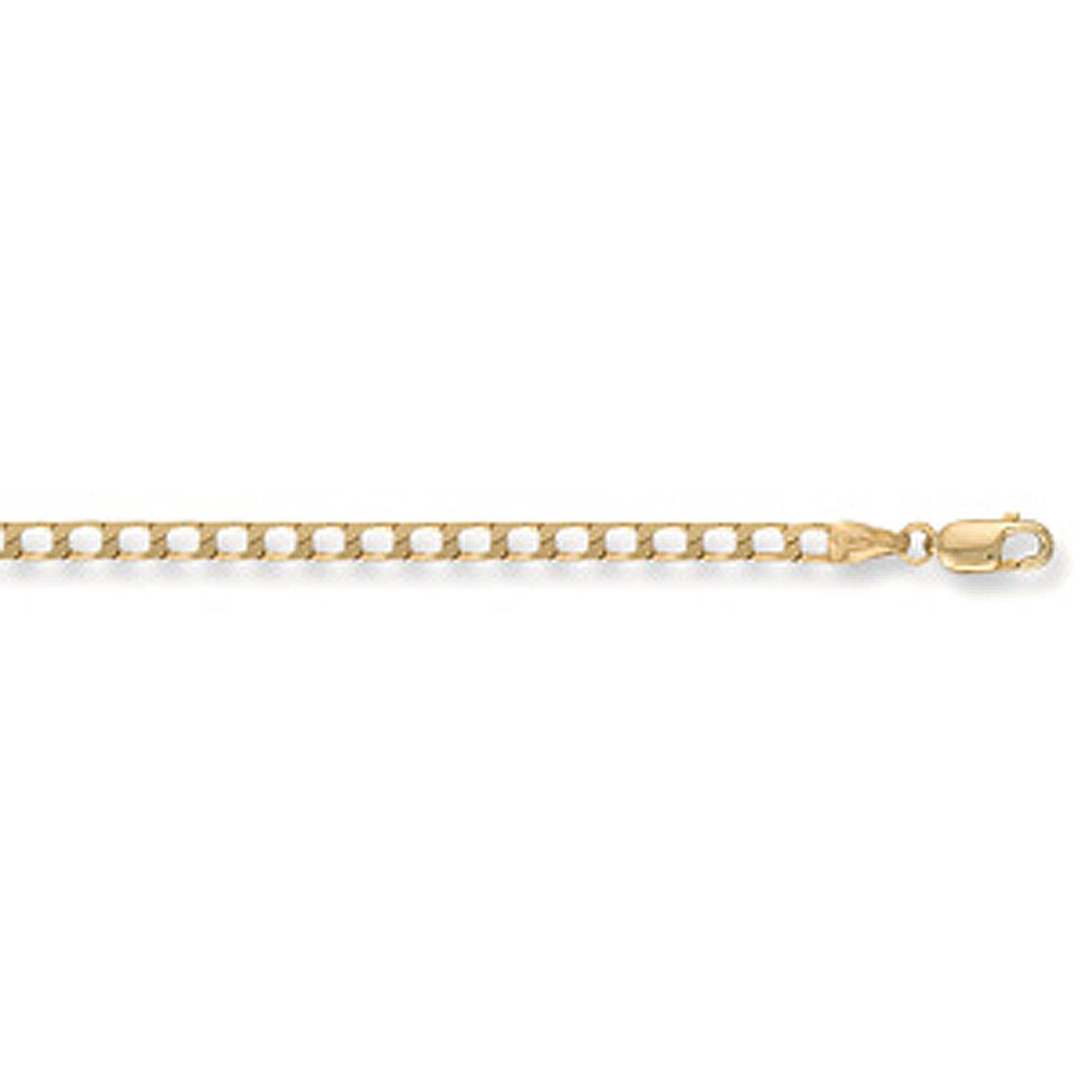 9ct Yellow Gold 3mm Square Curb Chain - Jewellery World Online