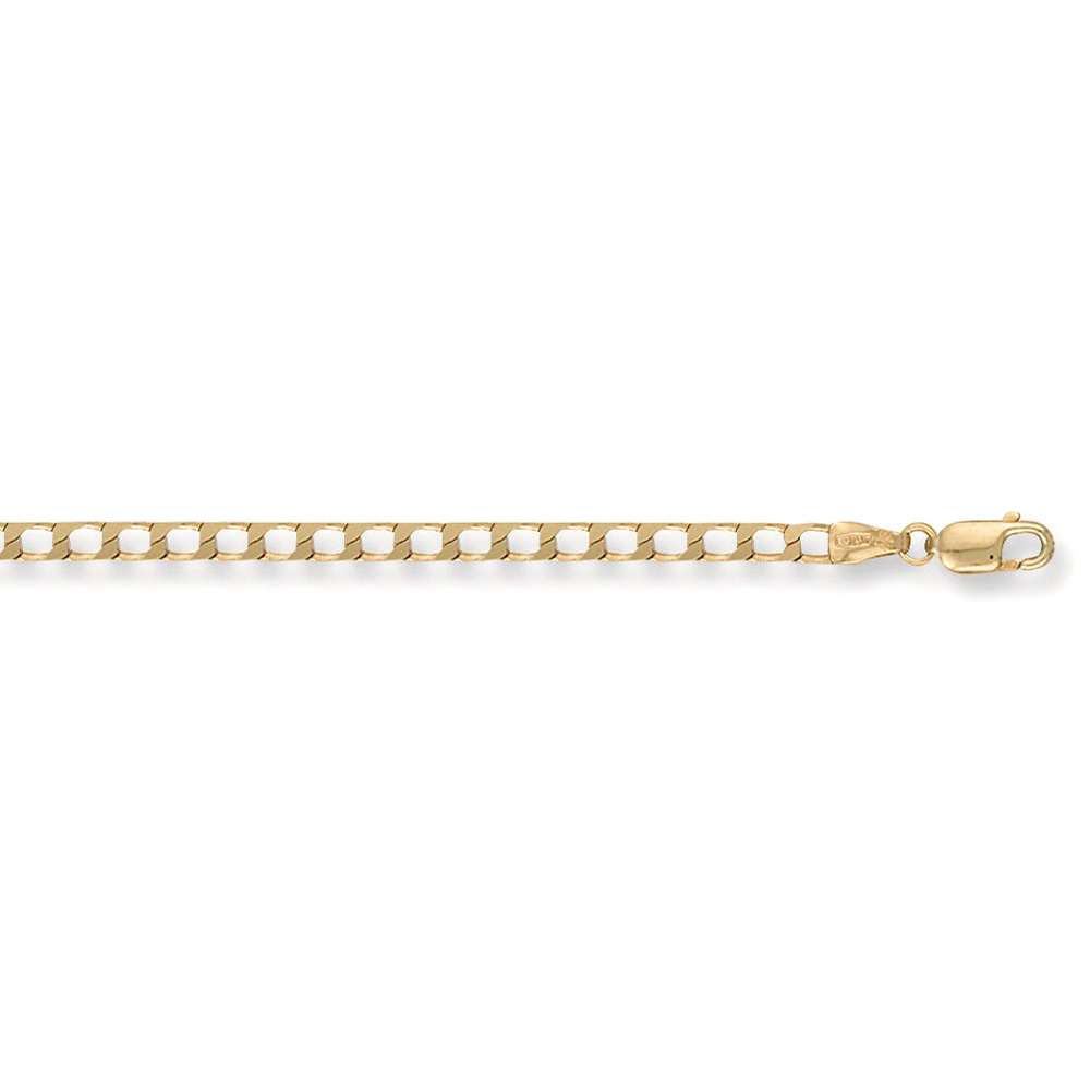 9ct Yellow Gold 3mm Square Curb Chain - Jewellery World Online