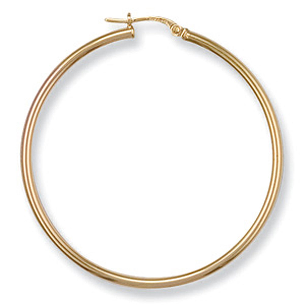 9ct Yellow Gold 44mm Hoop Earrings - Jewellery World Online