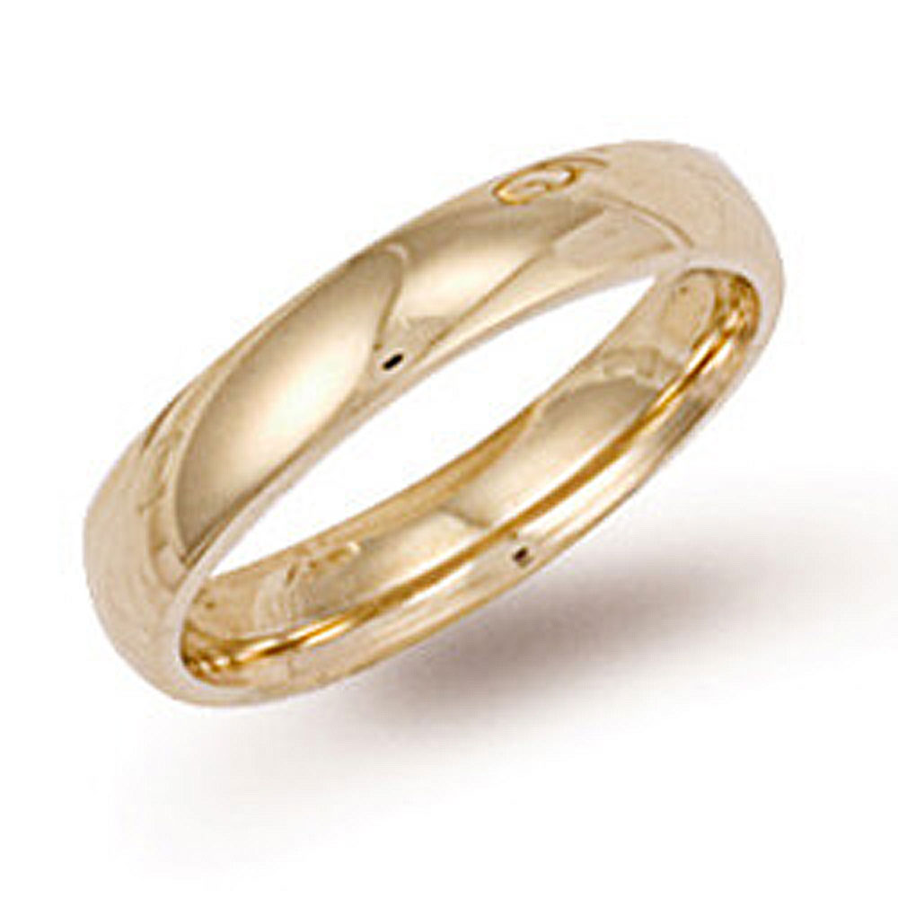9ct Yellow Gold 4mm Court Wedding Band Ring - Jewellery World Online