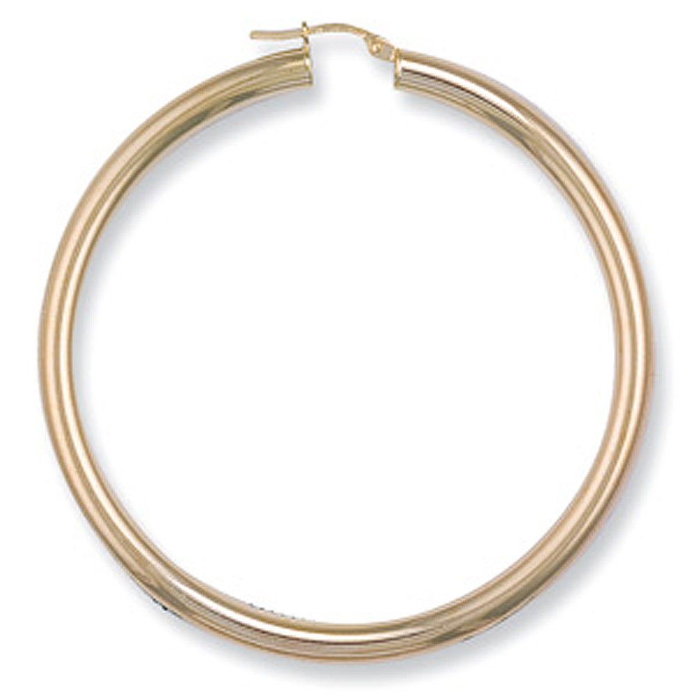 9ct Yellow Gold 56mm Hoop Earrings - Jewellery World Online