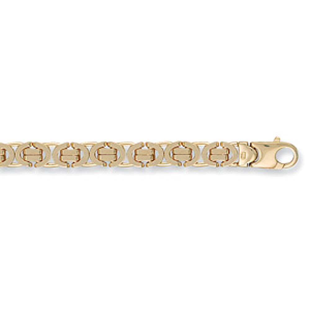 9ct Yellow Gold 7mm Flat Byzantine Chain - Jewellery World Online