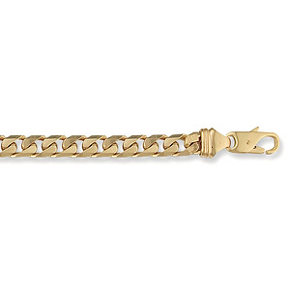 9ct Yellow Gold 7mm Thick Tight Link Curb Gents Bracelet - Jewellery World Online