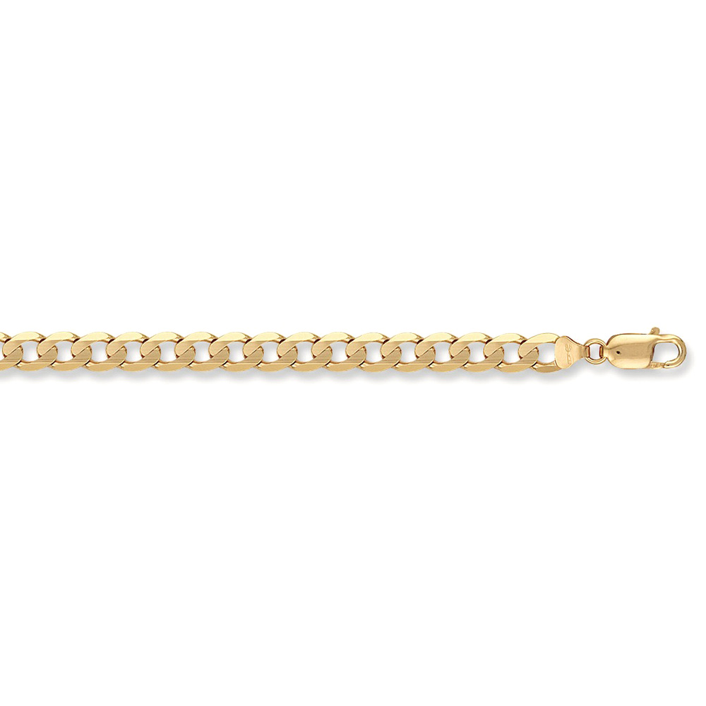 9ct Yellow Gold 8mm Economy Curb Chain - Jewellery World Online