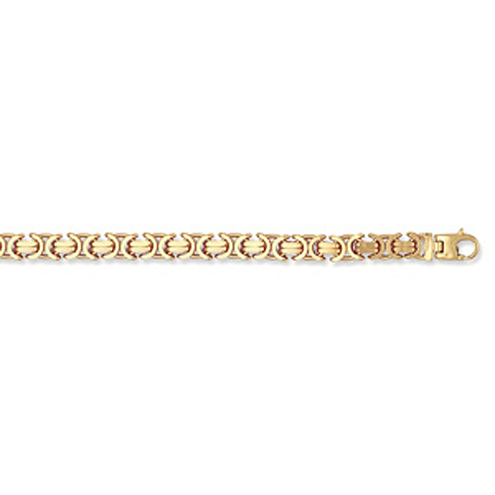 9ct Yellow Gold 9mm Flat Byzantine Chain - Jewellery World Online