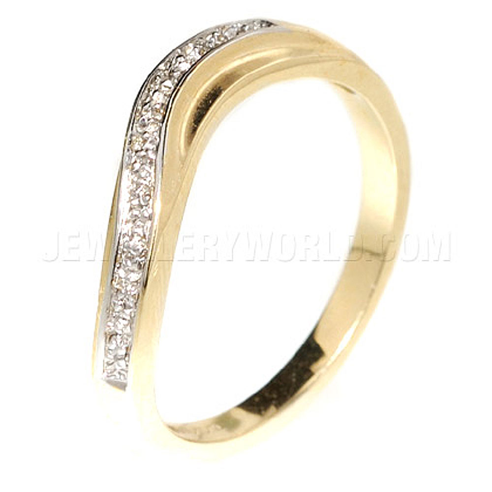 Diamond 9ct Gold Wavy Half Eternity Ring - Jewellery World Online