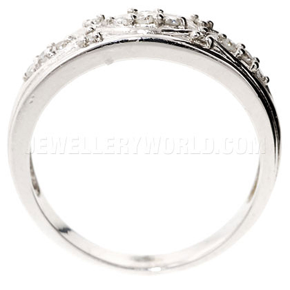 Diamond Cluster 18ct White Gold Half Eternity Ring - Jewellery World Online