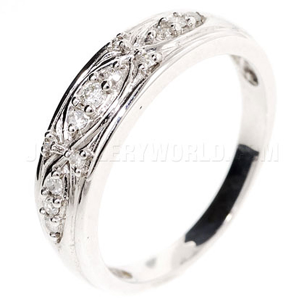 Diamond Cluster 9ct White Gold Half Eternity Ring - Jewellery World Online