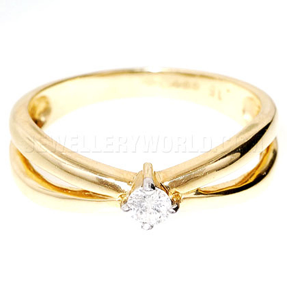 Diamond Solitaire 9ct Gold Cross Band Ring - Jewellery World Online