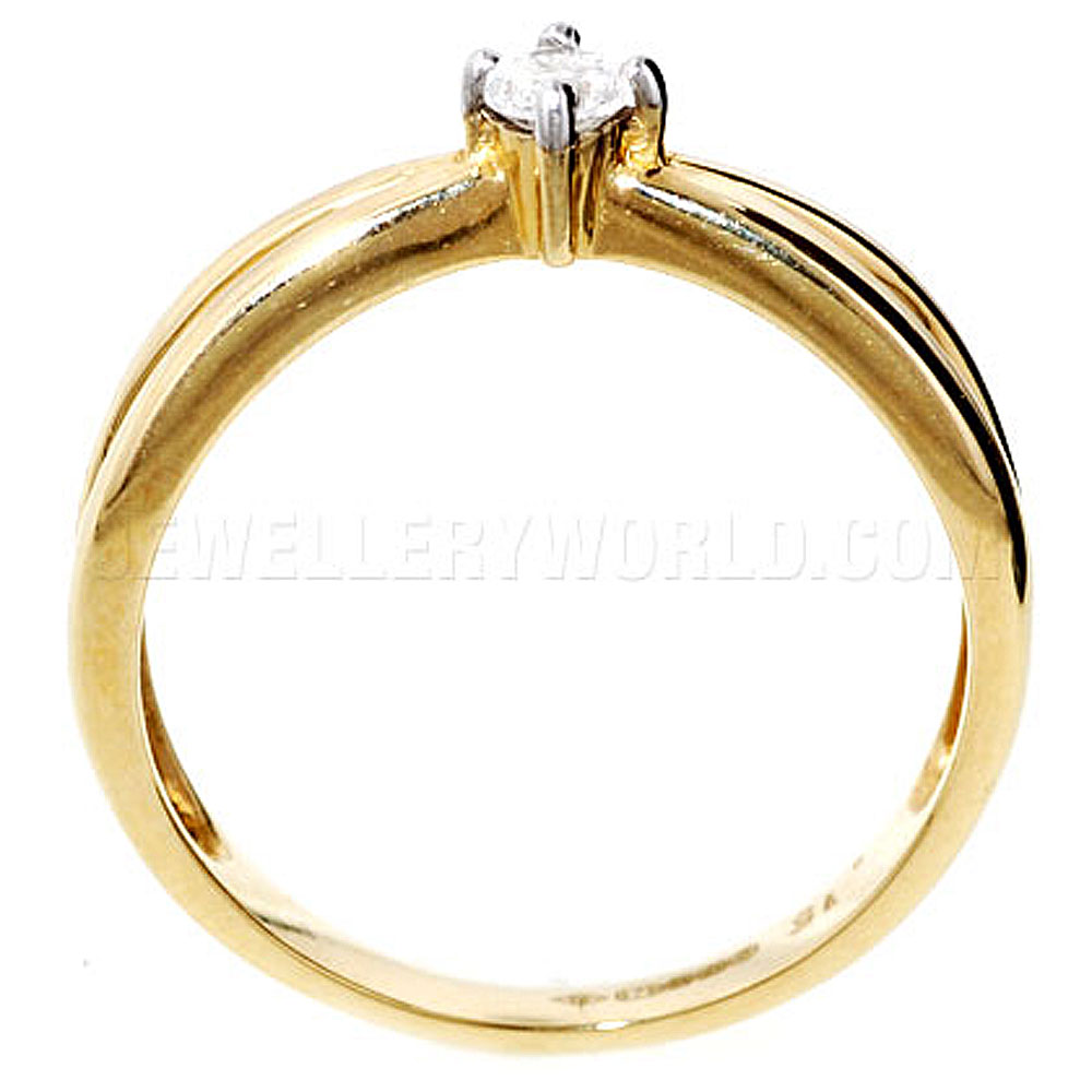 Diamond Solitaire 9ct Gold Cross Band Ring - Jewellery World Online