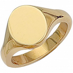 9ct Yellow Gold 13mm Oval Signet Ring - Jewellery World Online