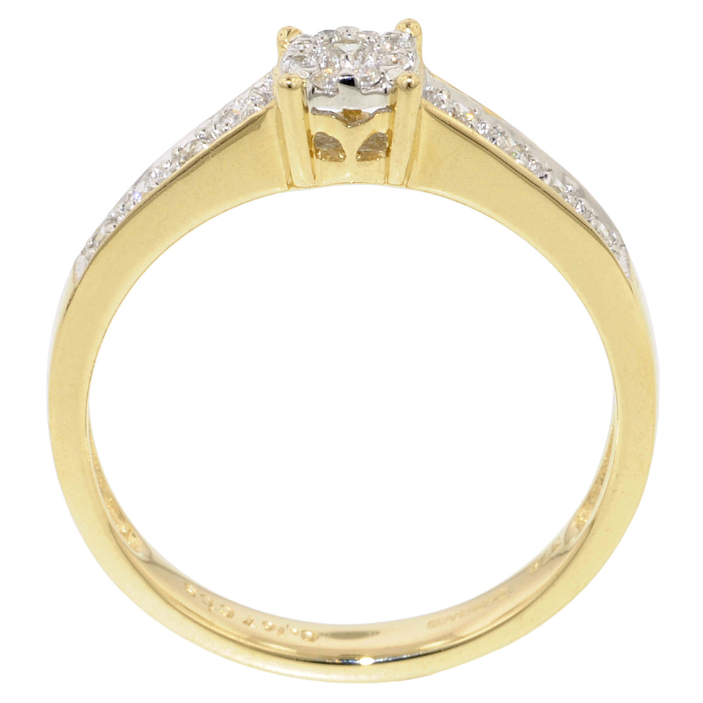 Cluster Shoulders 0.16ct Diamond Engagement Ring - Jewellery World Online