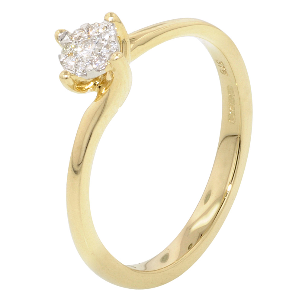 Crossover Cluster 0.08ct Diamond Engagement Ring - Jewellery World Online