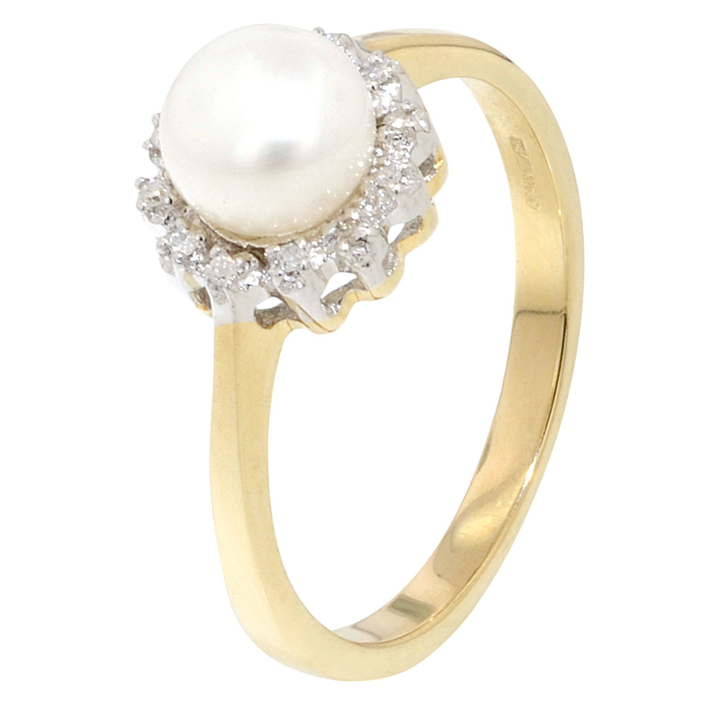 Diamond Cluster Pearl Ring - Jewellery World Online