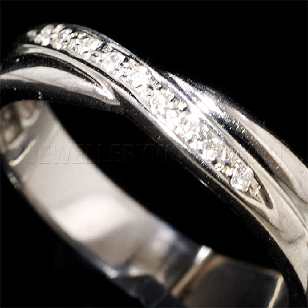 Diamond Platinum Crossover Half Eternity Ring - Jewellery World Online