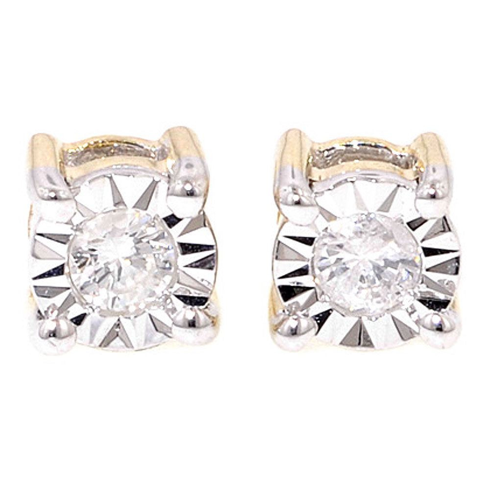 Illusion 0.10ct Diamond Stud Earrings - Jewellery World Online