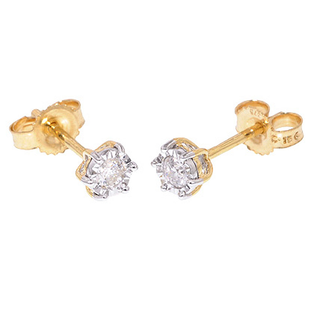 Illusion Plate 0.15ct Diamond Stud Earrings - Jewellery World Online