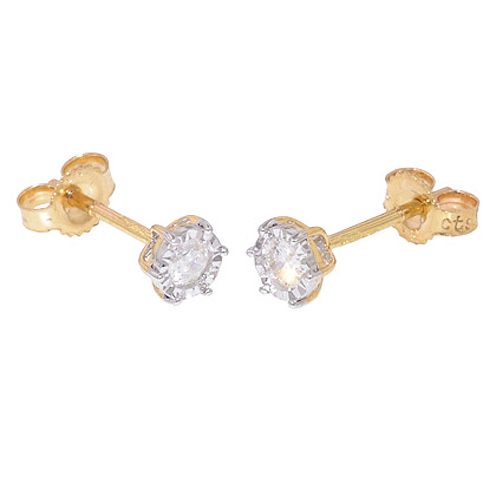 Illusion Plate 0.20ct Diamond Stud Earrings - Jewellery World Online