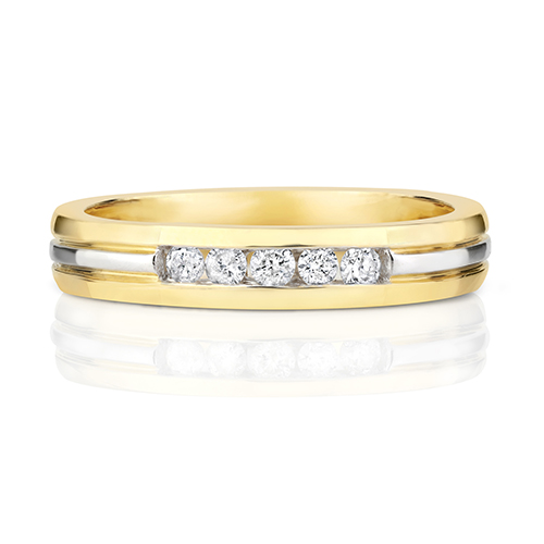 9CT GOLD - 5 DIAMOND - CHANNEL SET BAND - Jewellery World Online