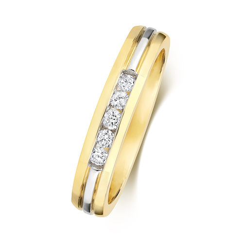 9CT GOLD - 5 DIAMOND - CHANNEL SET BAND - Jewellery World Online