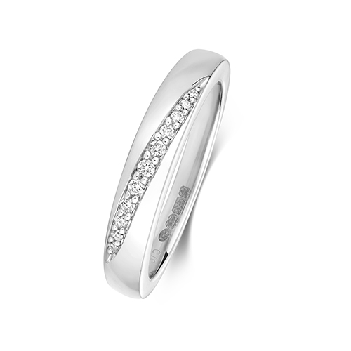 9CT WHITE GOLD DIAMOND CROSSOVER BAND - Jewellery World Online