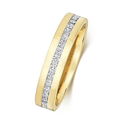 9ct Gold Diamond Half Eternity 4.2MM Ring - Jewellery World Online