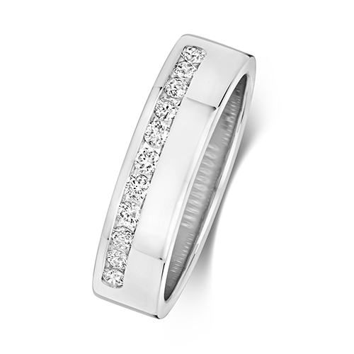 18ct White Gold Diamond Half Eternity 5.1MM Ring - Jewellery World Online